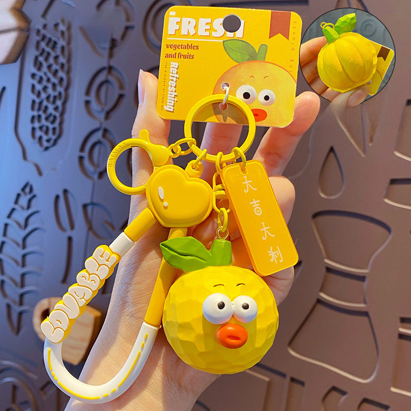 Wholesale Wood Carving Wind Vegetable and Fruit Series Cute Resin Keychain