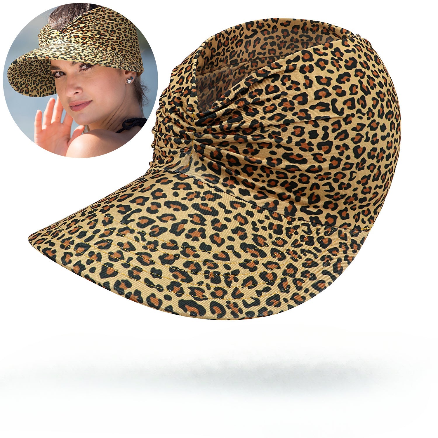 Wholesale New Summer Printed Sun Protection UV Large Brim Face Covering Outdoor Swimming Cap