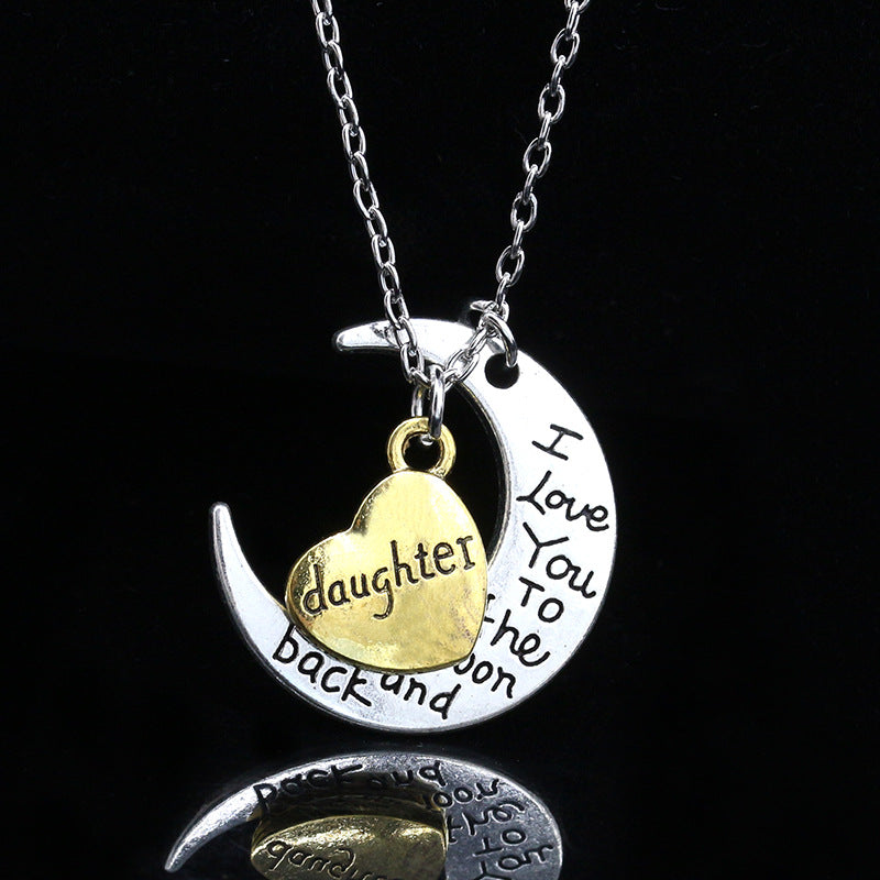 Wholesale New Mother's Day Trend Moon Love Letters Family Necklace