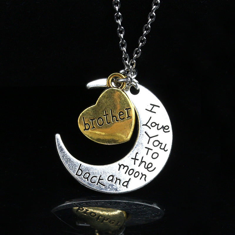 Wholesale New Mother's Day Trend Moon Love Letters Family Necklace