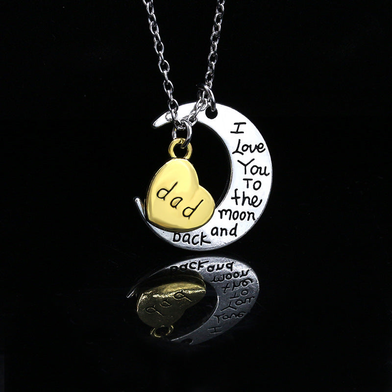 Wholesale New Mother's Day Trend Moon Love Letters Family Necklace