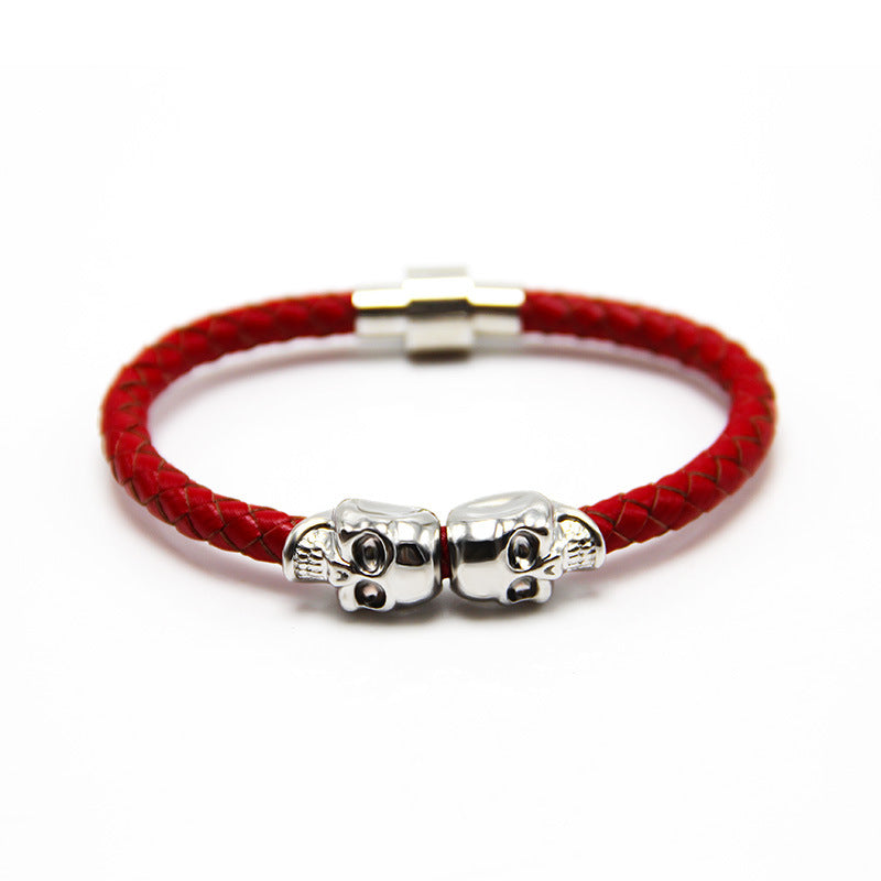 Wholesale Punk Style Skull Leather Men's Bracelet