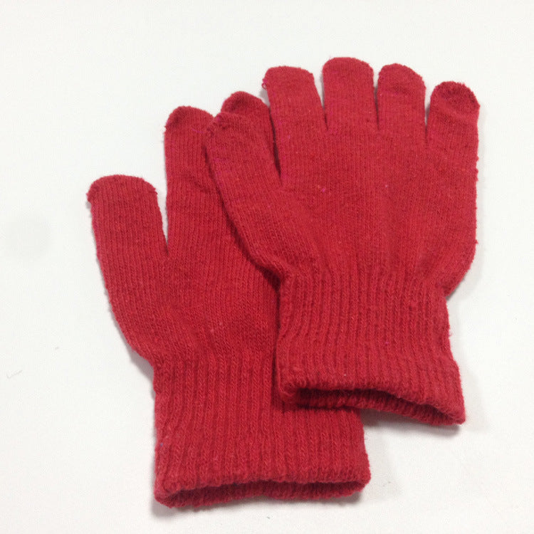 Wholesale Winter Warm Five Finger Gloves Solid Color Acrylic Knitted Gloves