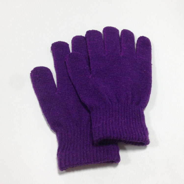 Wholesale Winter Warm Five Finger Gloves Solid Color Acrylic Knitted Gloves