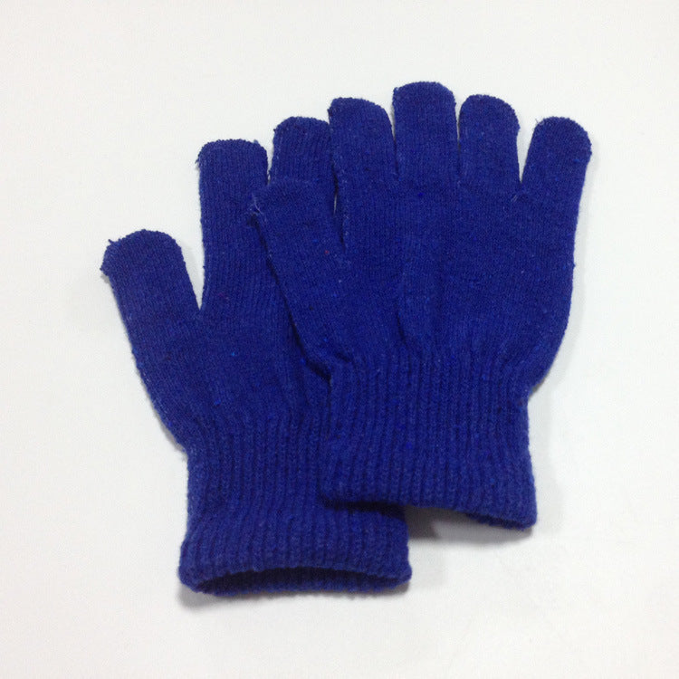 Wholesale Winter Warm Five Finger Gloves Solid Color Acrylic Knitted Gloves