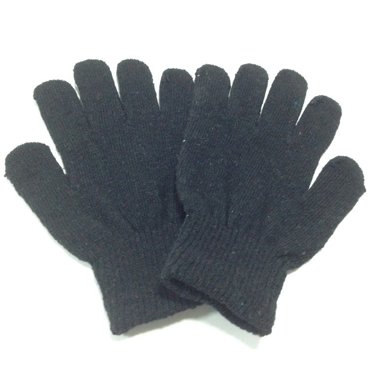 Wholesale Winter Warm Five Finger Gloves Solid Color Acrylic Knitted Gloves