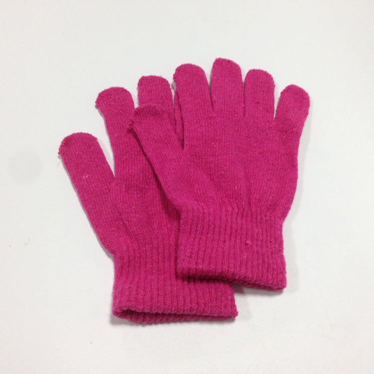 Wholesale Winter Warm Five Finger Gloves Solid Color Acrylic Knitted Gloves