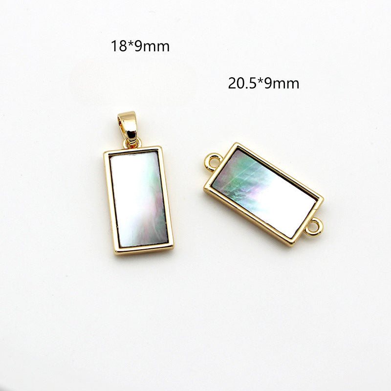 Wholesale Pure Brass Plated 18K Gold Black Shell Geometric Pendant Pendant Necklace Bracelet Single Hanging Double Hanging DIY Jewelry Accessories