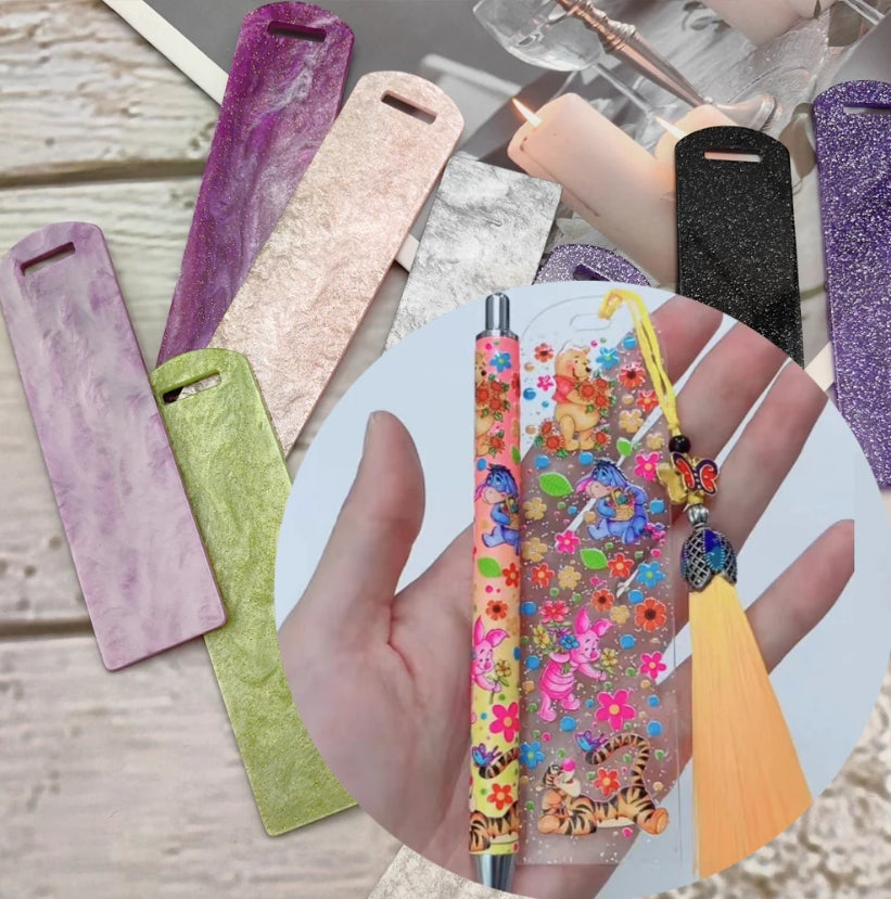 Wholesale 10pcs New Blank Glitter Acrylic Bookmark Di Pendant Card Bookmark