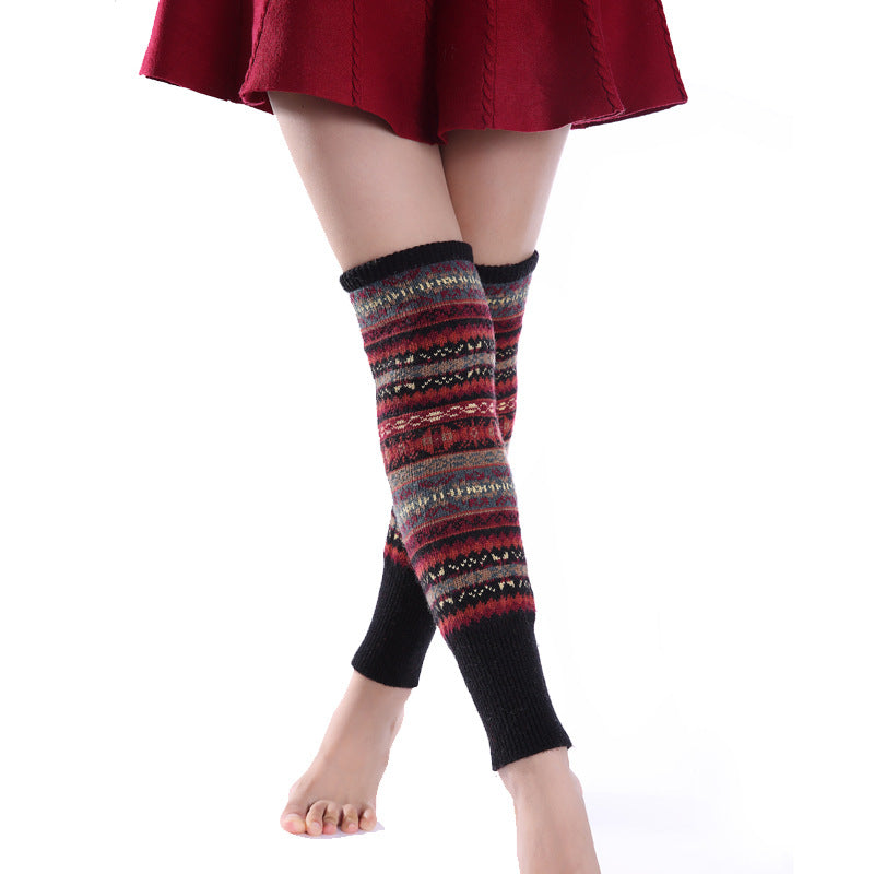 Wholesale Autumn and Winter Fluorescent Wool Socks, Over-the-knee Warm Boot Covers and Leg Warmers
