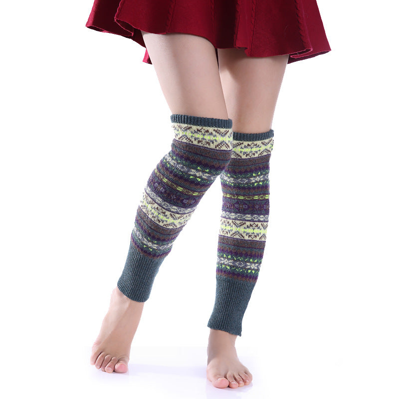Wholesale Autumn and Winter Fluorescent Wool Socks, Over-the-knee Warm Boot Covers and Leg Warmers