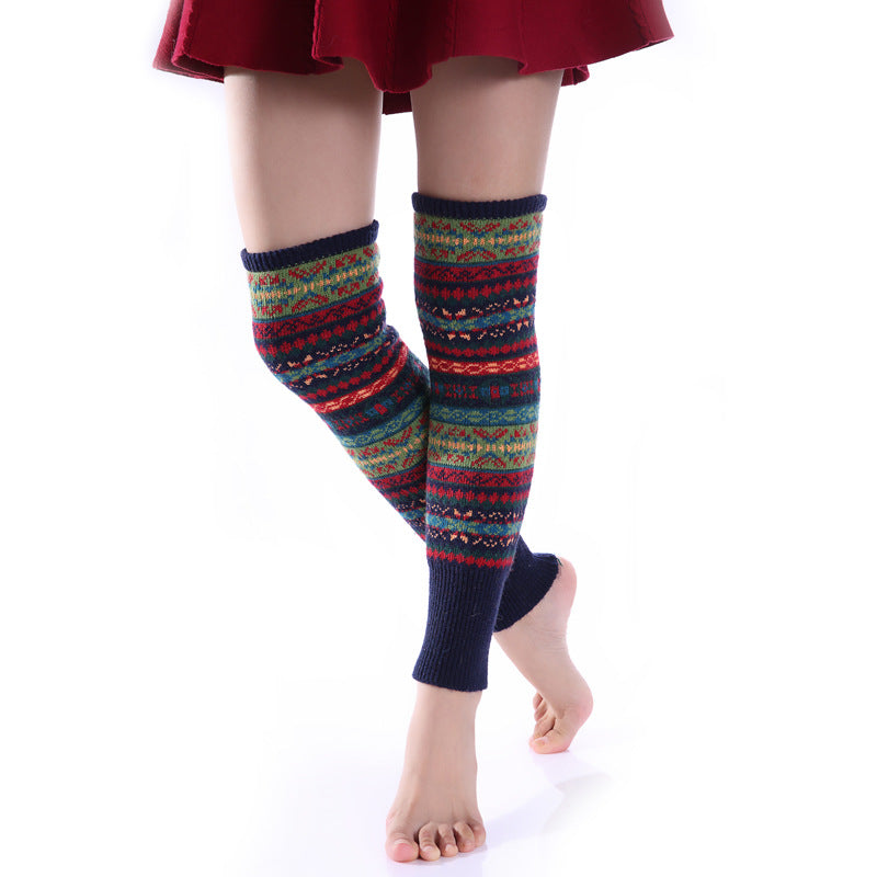 Wholesale Autumn and Winter Fluorescent Wool Socks, Over-the-knee Warm Boot Covers and Leg Warmers