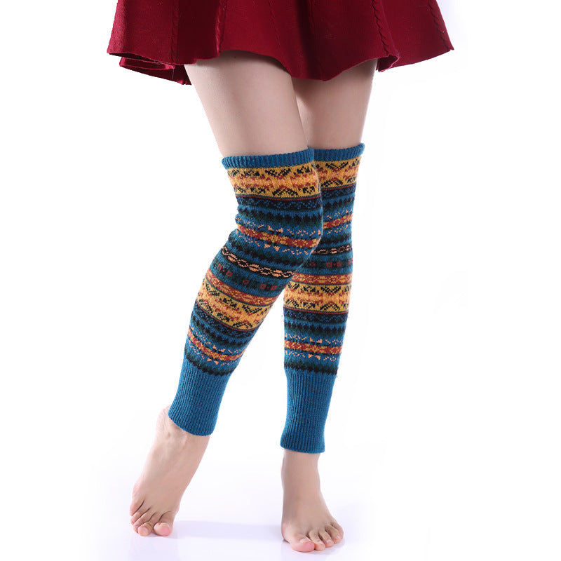 Wholesale Autumn and Winter Fluorescent Wool Socks, Over-the-knee Warm Boot Covers and Leg Warmers
