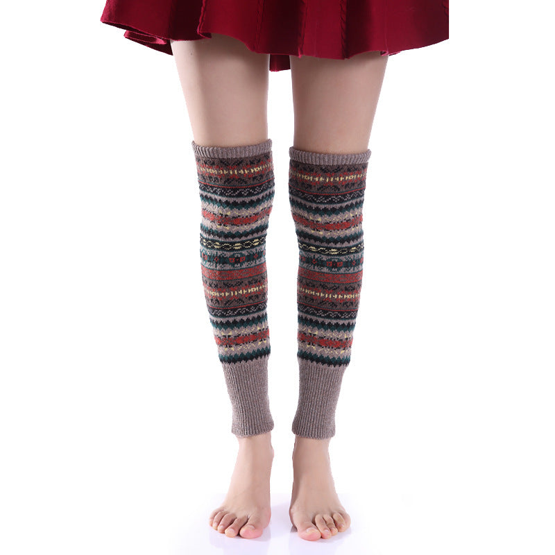Wholesale Autumn and Winter Fluorescent Wool Socks, Over-the-knee Warm Boot Covers and Leg Warmers