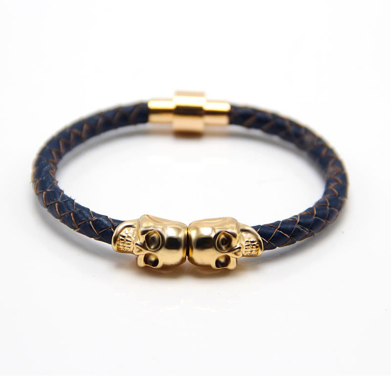 Wholesale Punk Style Skull Leather Men's Bracelet