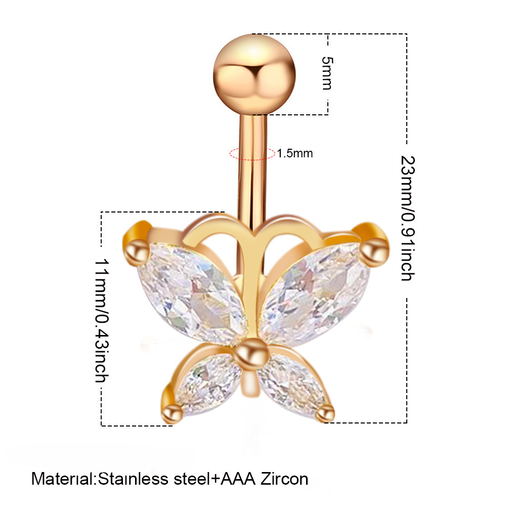 Wholesale Stainless Steel Zircon Love Umbilical nail