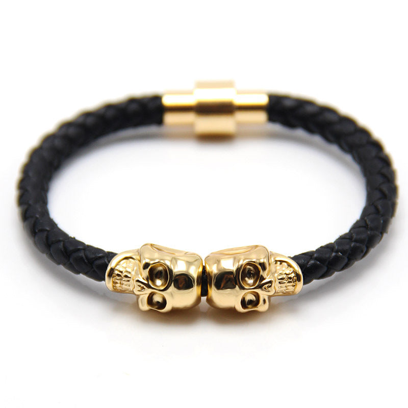Wholesale Punk Style Skull Leather Men's Bracelet