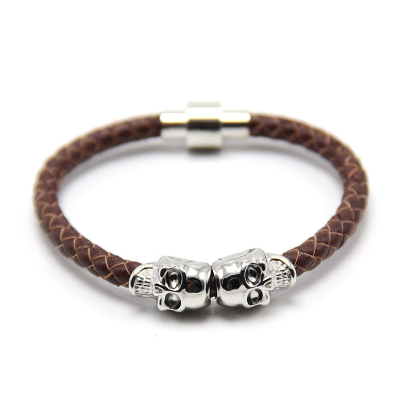 Wholesale Punk Style Skull Leather Men's Bracelet