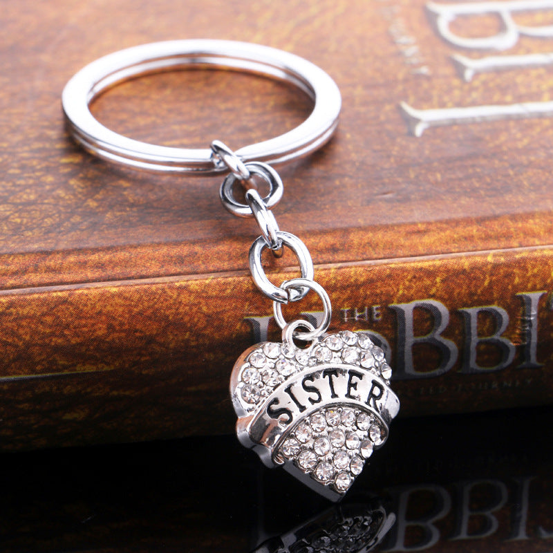 Wholesale Love Alloy Diamond Engraving Key Chain