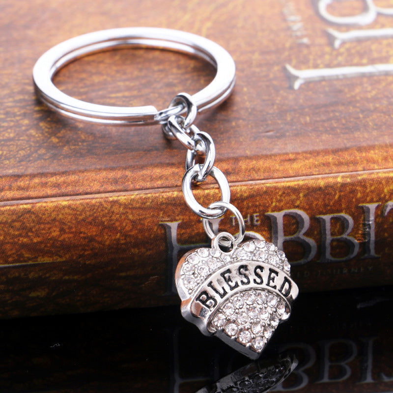 Wholesale Love Alloy Diamond Engraving Key Chain