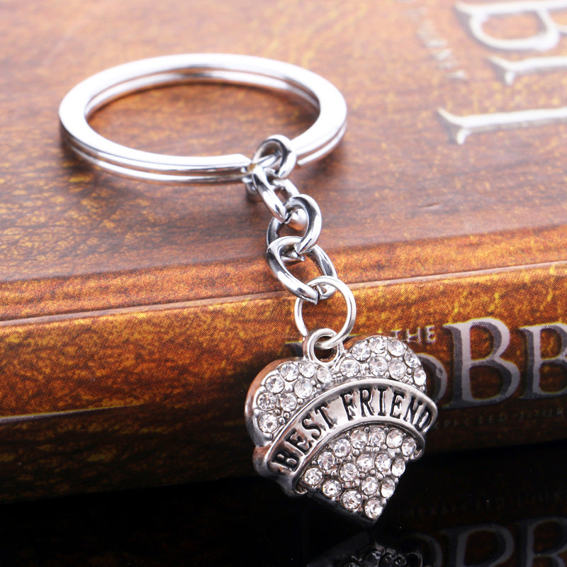 Wholesale Love Alloy Diamond Engraving Key Chain