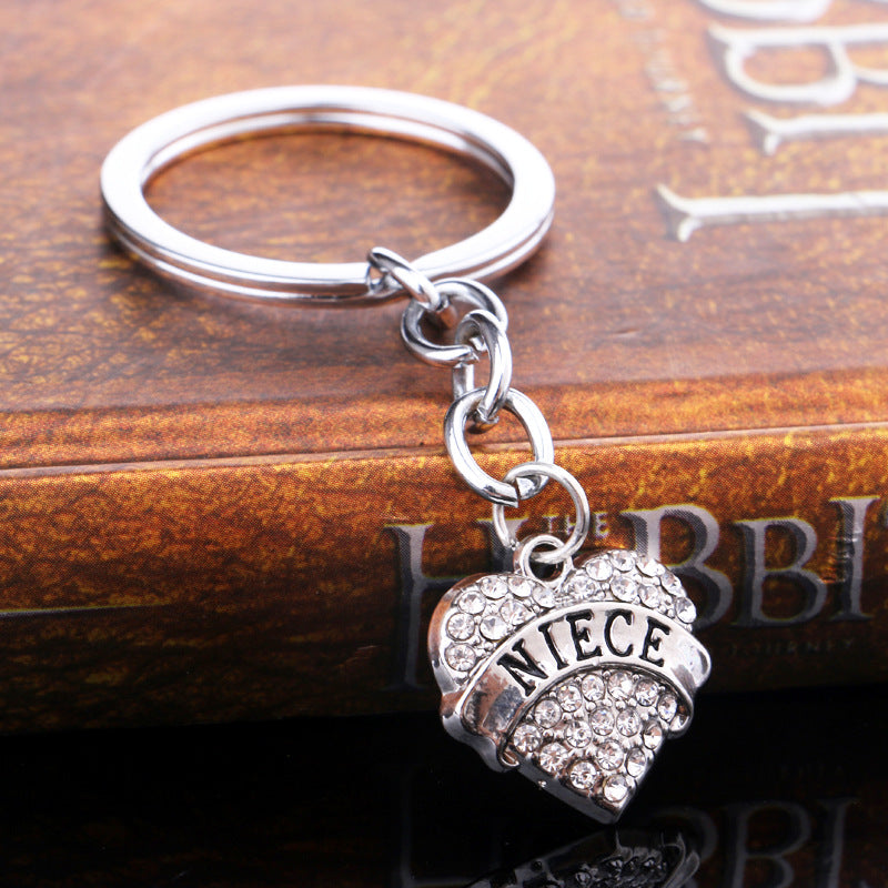 Wholesale Love Alloy Diamond Engraving Key Chain