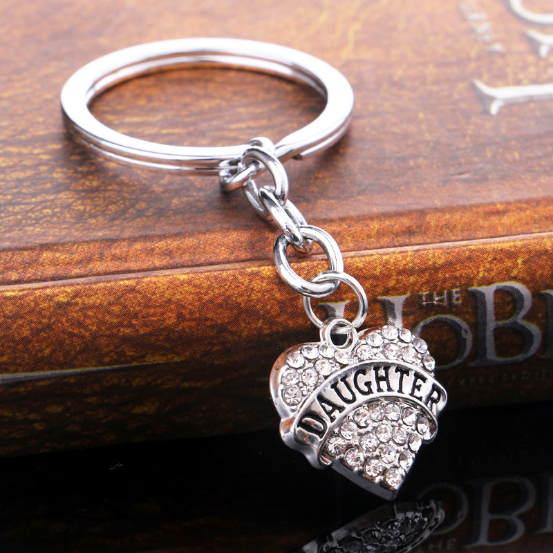Wholesale Love Alloy Diamond Engraving Key Chain
