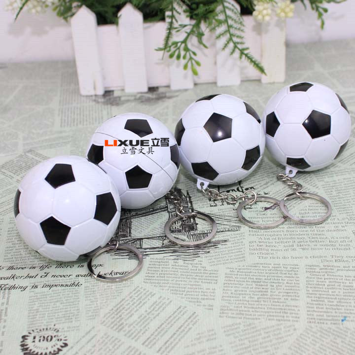 Wholesale Cute football shaped mini retractable pen keychain