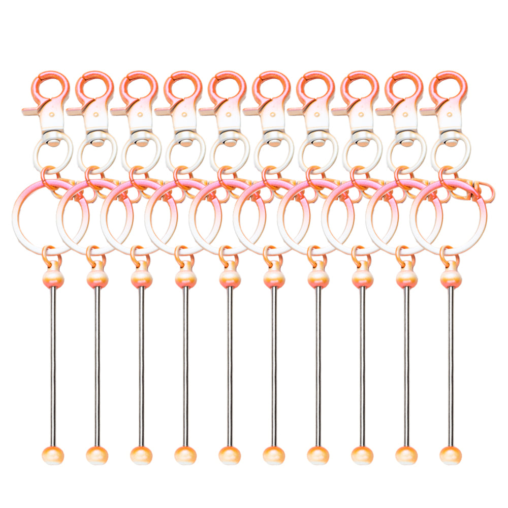 Wholesale 10pcs Candy Color Gradient Color Metal DIY Beadable Keychains Bar