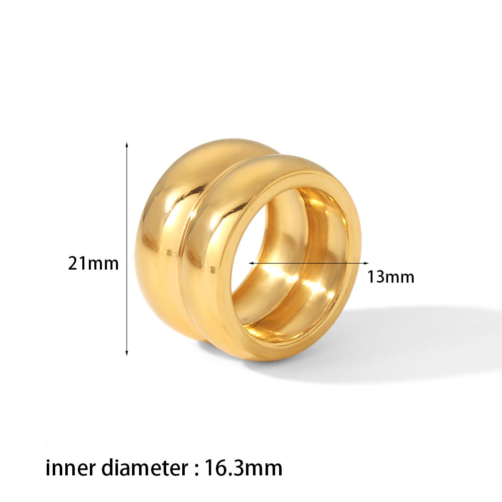 Wholesale Stainless Steel Wide Edged Double-layer Rings