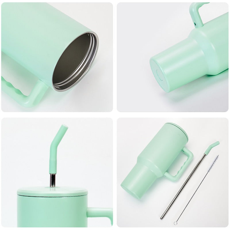 Wholesale 40oz Thermal Sublimation Handle Cup Large Capacity Stainless Steel Straw Ice Cup
