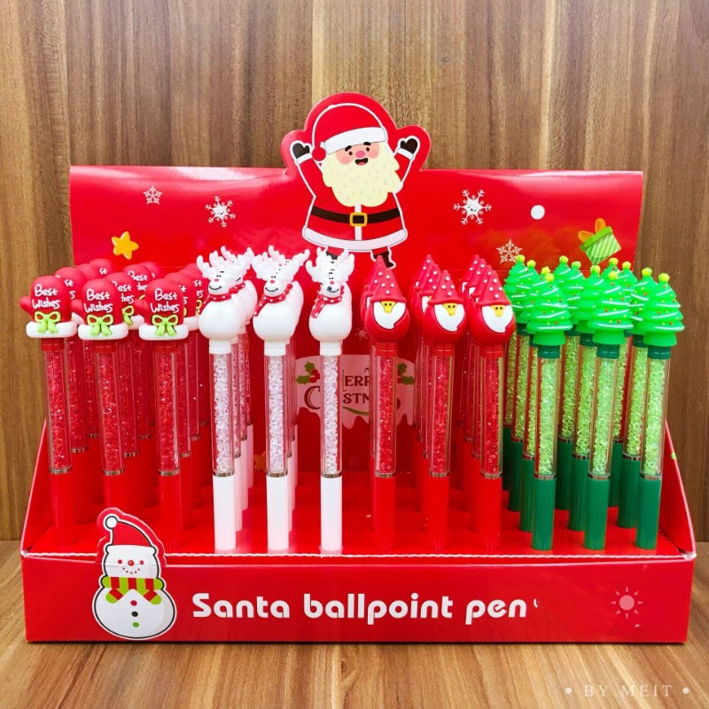 Wholesale 48pcs Cartoon Christmas Crystal Diamond Revolving Ballpoint Pen