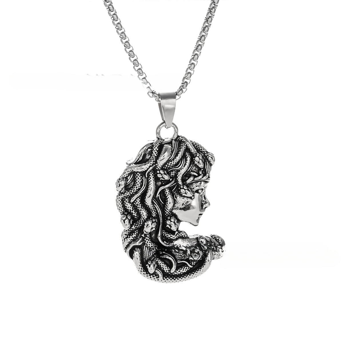 Wholesale Retro Punk Snake Medusa Stainless Steel Necklace