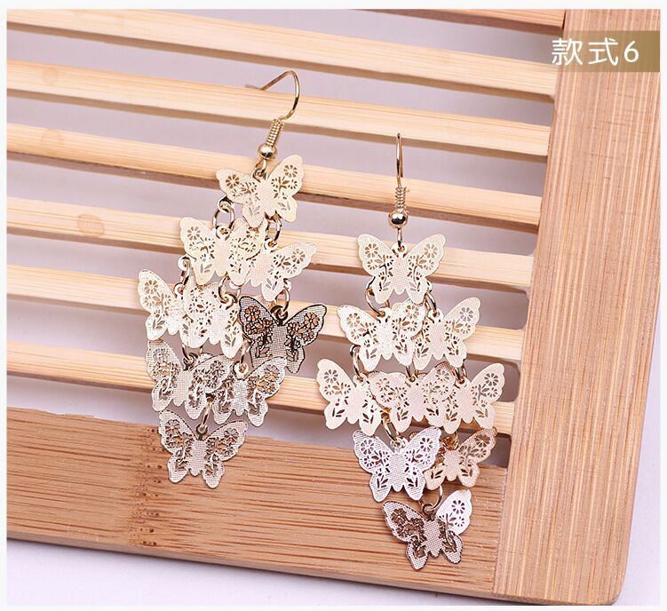 Wholesale Fashionable Temperament Butterfly Colorful Small Nine Pieces of Earrings