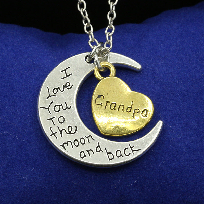 Wholesale New Mother's Day Trend Moon Love Letters Family Necklace