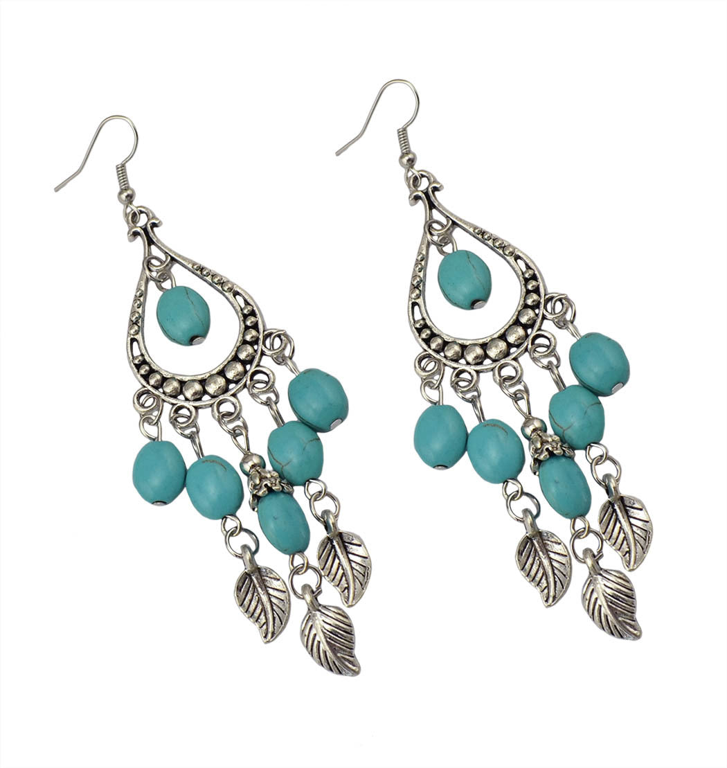 Pendientes de forma de caída larga de la rama de la hoja al por mayor