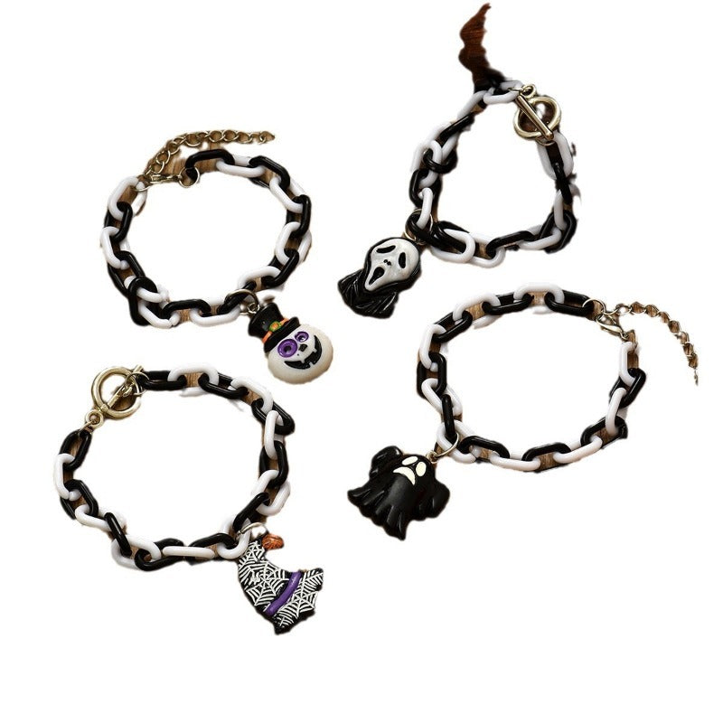 Wholesale Halloween Cartoon Resin Ghost Skull Bracelet 4-piece Set