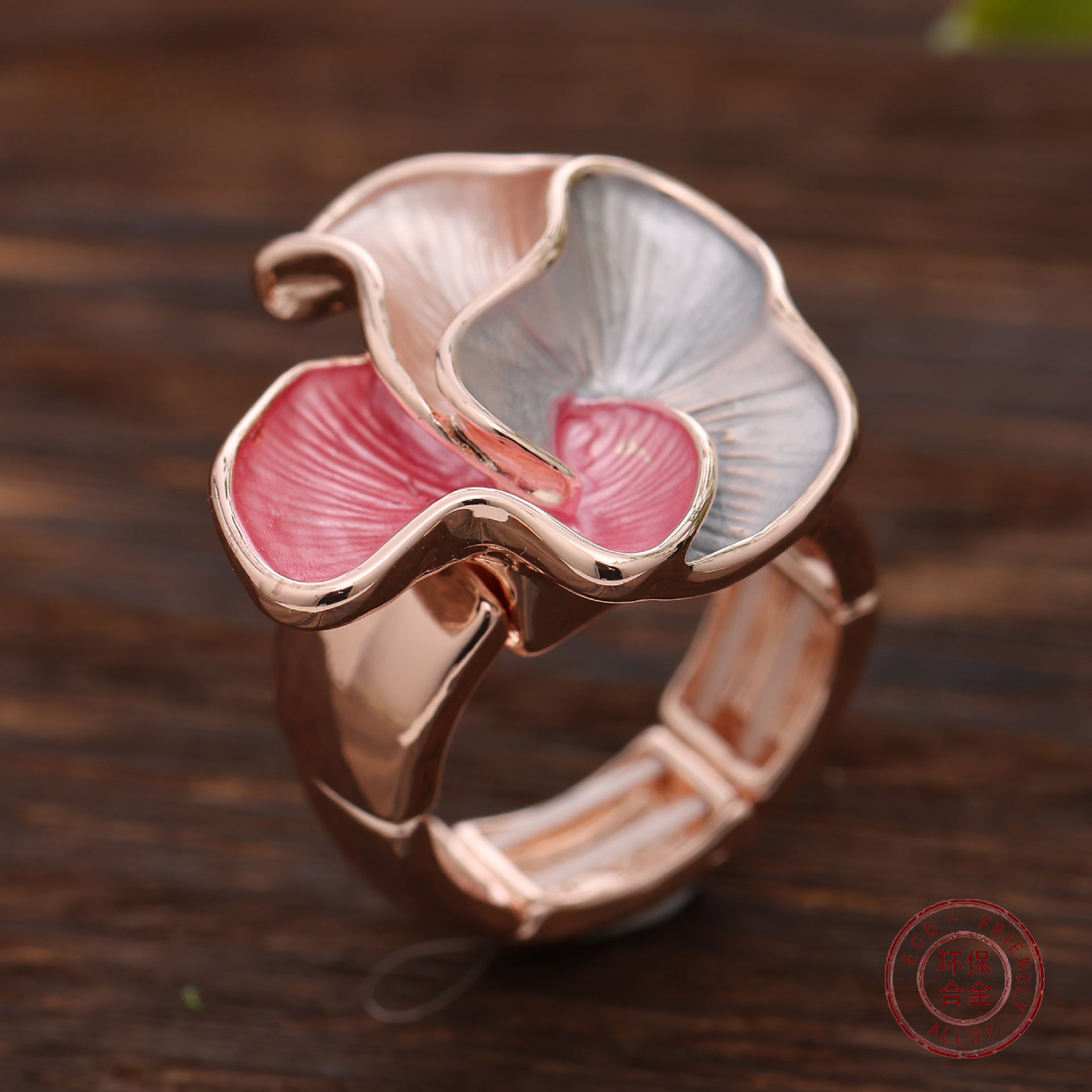 Wholesale Colorful Petal Stretch Alloy Rings