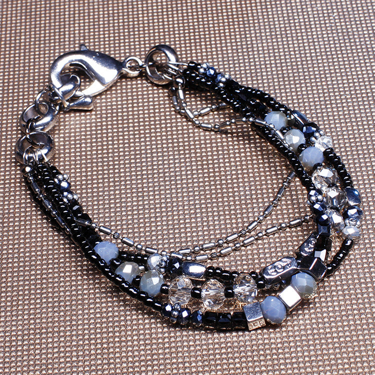 Wholesale Fashion Vintage Multi-layer Glass Beaded Handmade Bracelet