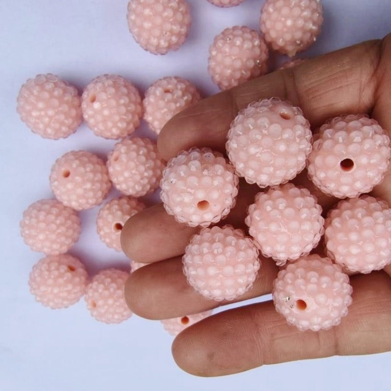 Wholesale 5pcs 10-22mm Pink Inlaid Resin Diamond Acrylic Beads