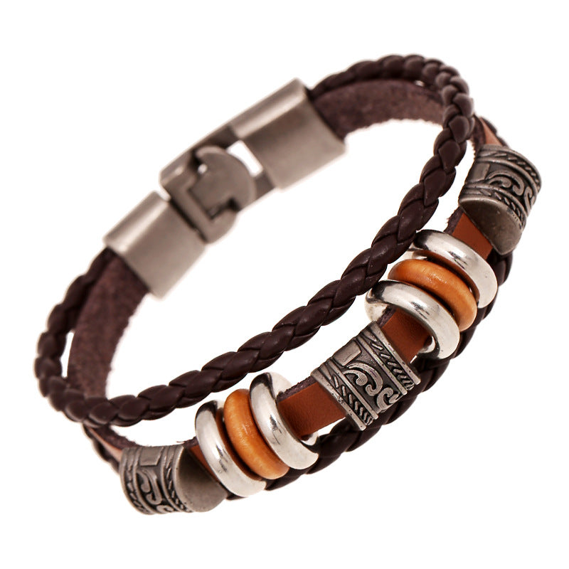 Wholesale Handmade Beaded Multi-layered Leather Bracelet