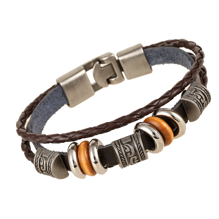 Wholesale Handmade Beaded Multi-layered Leather Bracelet