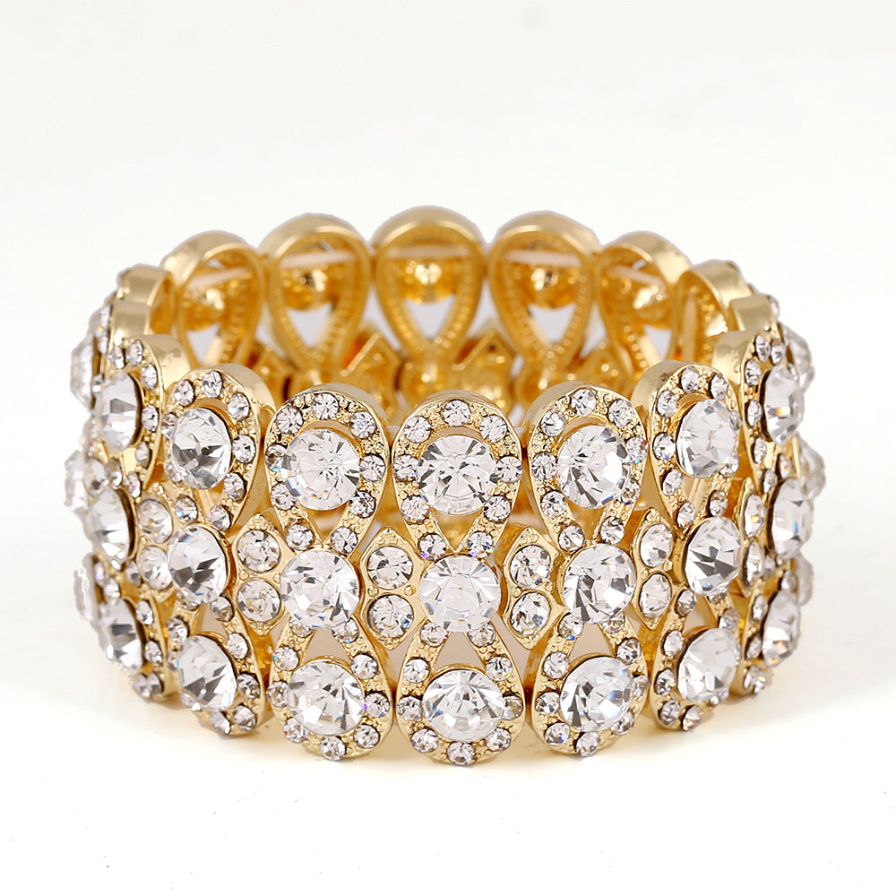 Wholesale Trendy Crystal Figure 8 Stretch Bracelet White Zinc Alloy Handmade Jewelry Everyday Wear Gift
