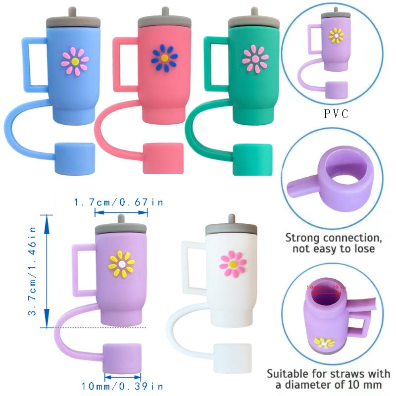 Wholesale 10mm 5PCS/SET  Anime Cartoon PVC Dustproof Straw Cover