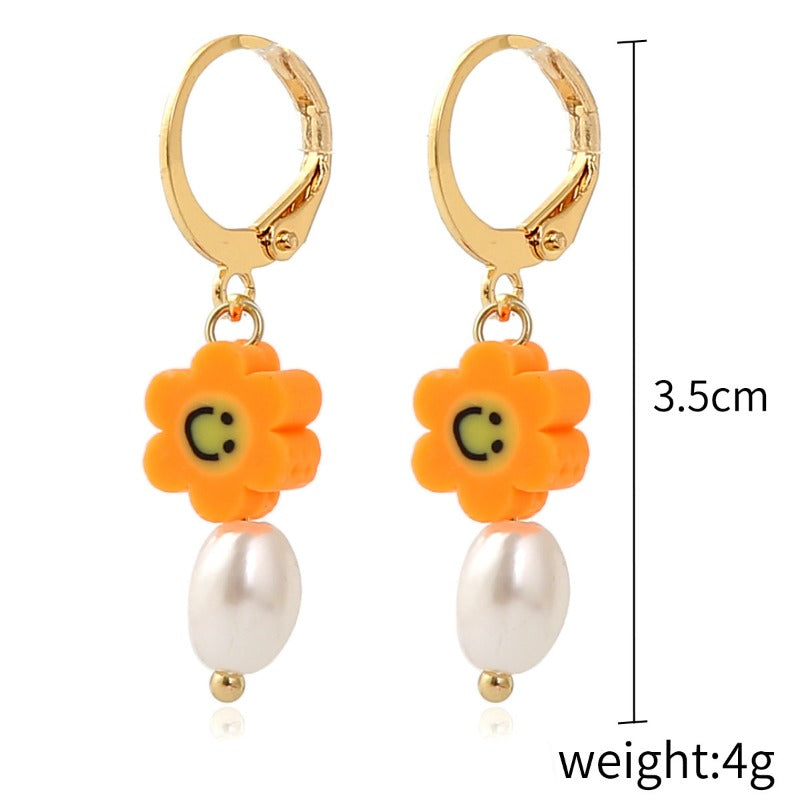Wholesale Simple Pearl Smiley Bee Butterfly Set Mushroom Earrings