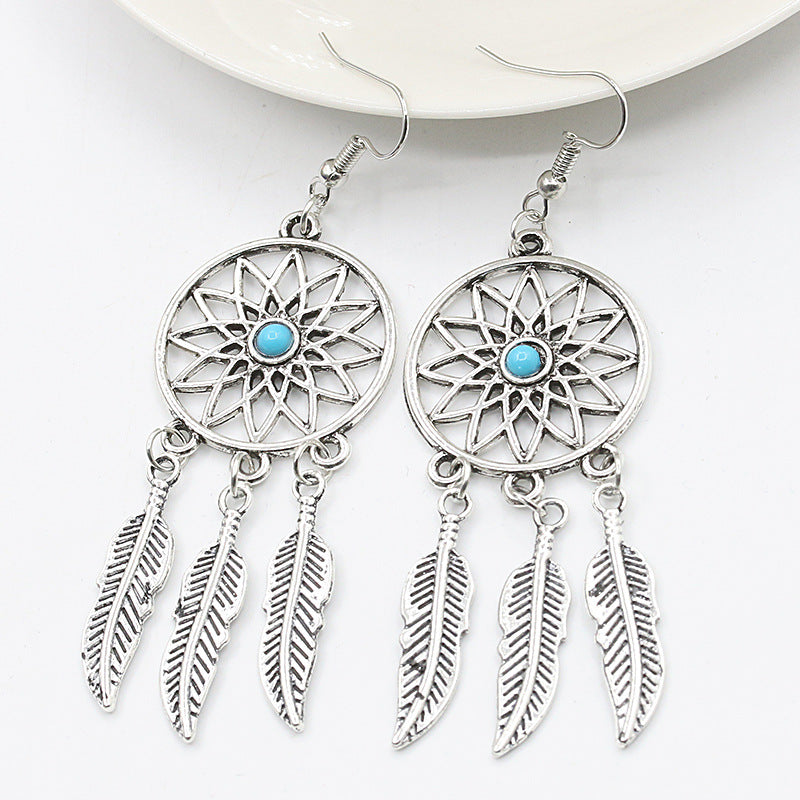 Wholesale Feather Earrings Pumeng Net Alloy Earrings