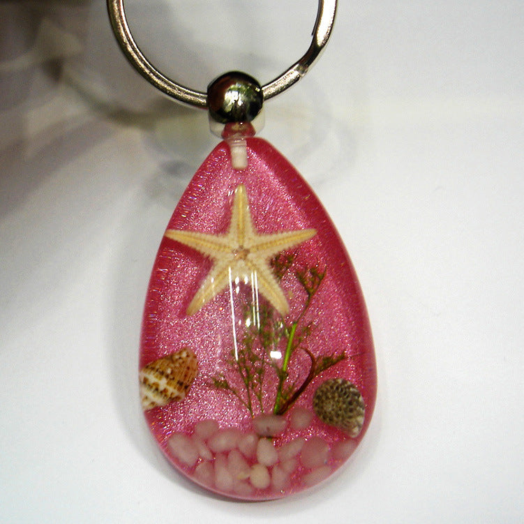 Wholesale 12pcs Natural Starfish Amber Keychain