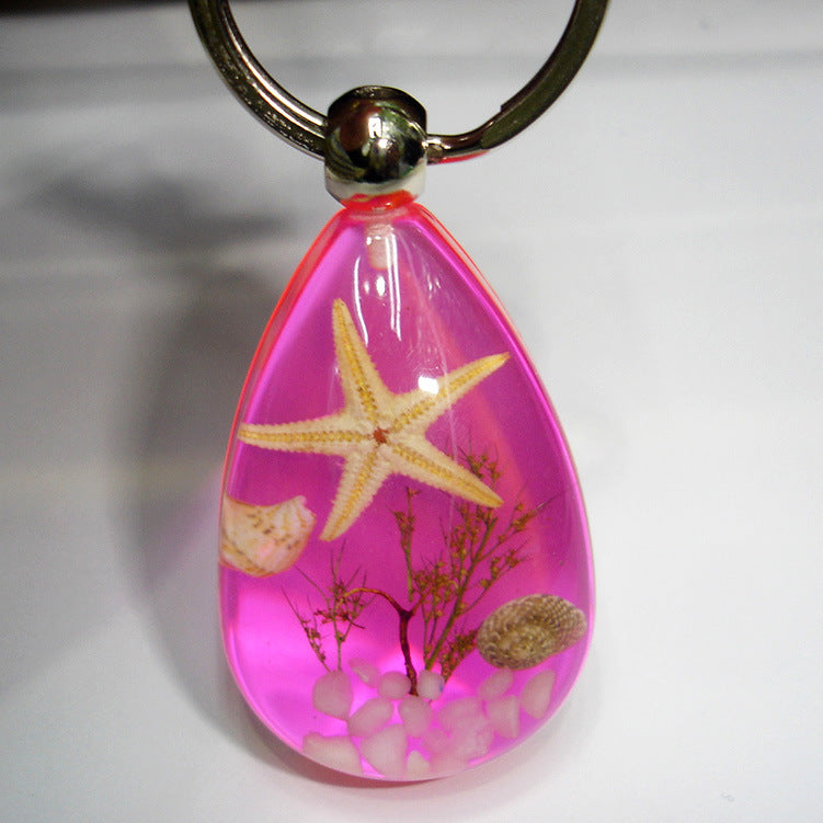 Wholesale 12pcs Natural Starfish Amber Keychain