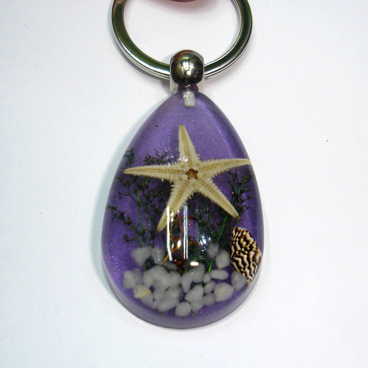 Wholesale 12pcs Natural Starfish Amber Keychain