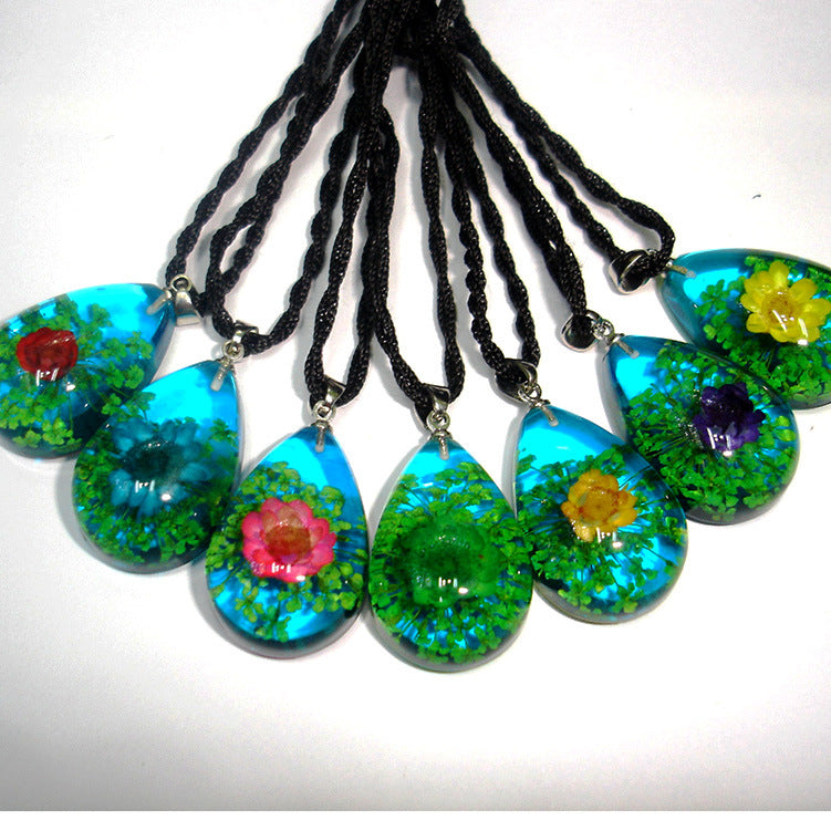 Wholesale 20pcs Resin Drop Glue Three-dimensional Real Flower Dried Flower Necklace
